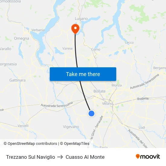 Trezzano Sul Naviglio to Cuasso Al Monte map