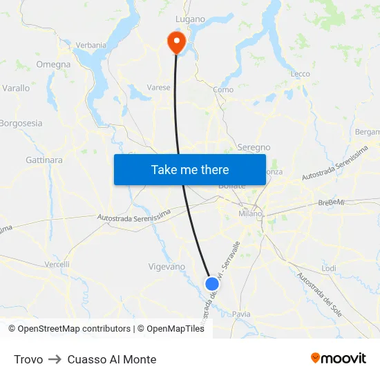 Trovo to Cuasso Al Monte map