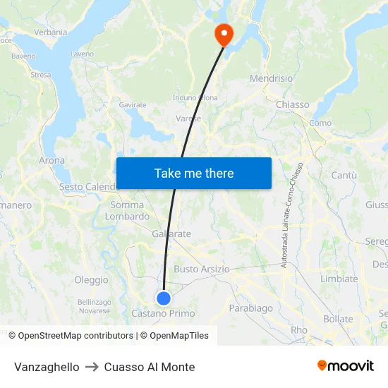 Vanzaghello to Cuasso Al Monte map