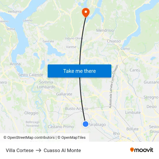 Villa Cortese to Cuasso Al Monte map