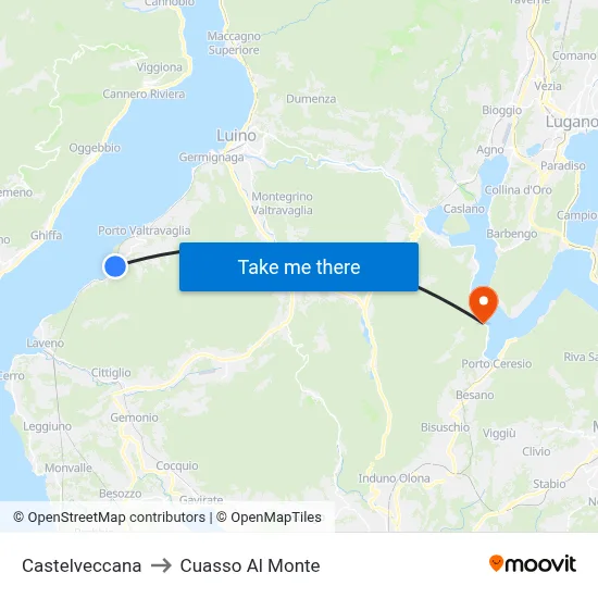 Castelveccana to Cuasso Al Monte map