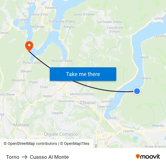 Torno to Cuasso Al Monte map