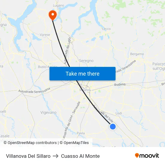 Villanova Del Sillaro to Cuasso Al Monte map