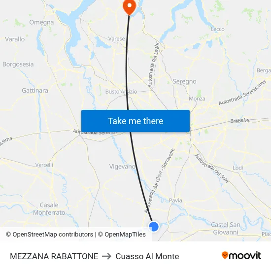 Mezzana Rabattone to Cuasso Al Monte map