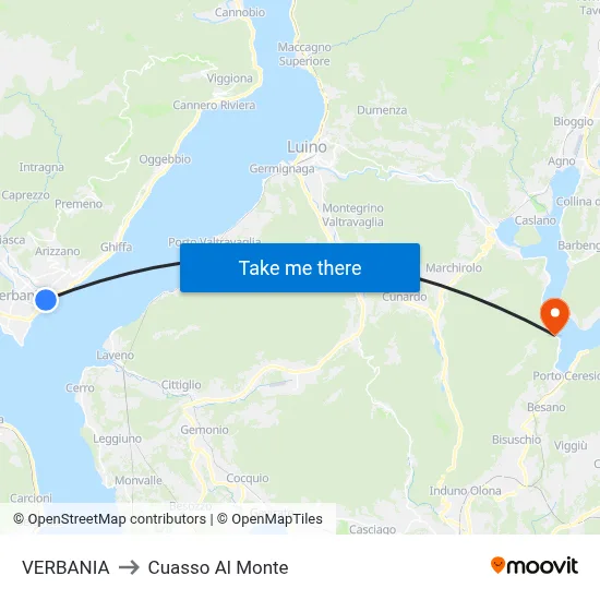 VERBANIA to Cuasso Al Monte map