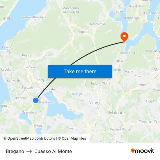 Bregano to Cuasso Al Monte map