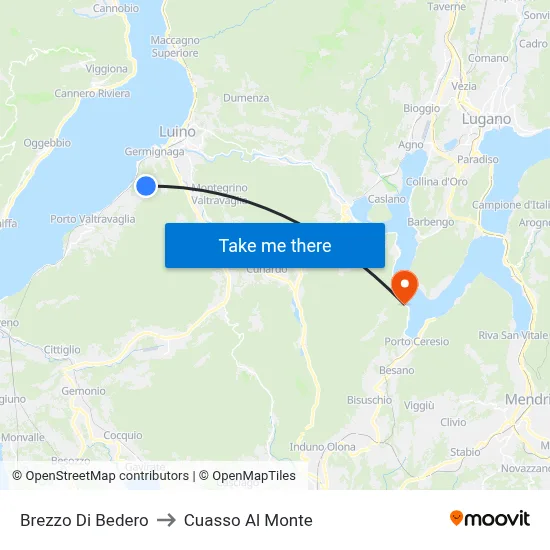 Brezzo Di Bedero to Cuasso Al Monte map
