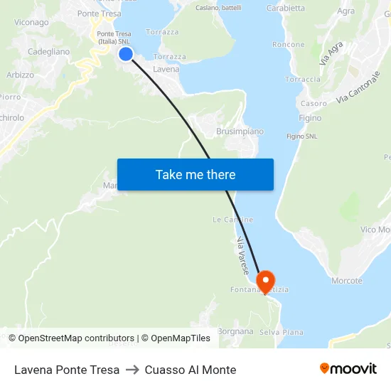 Lavena Ponte Tresa to Cuasso Al Monte map