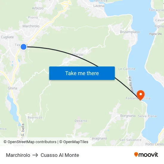 Marchirolo to Cuasso Al Monte map