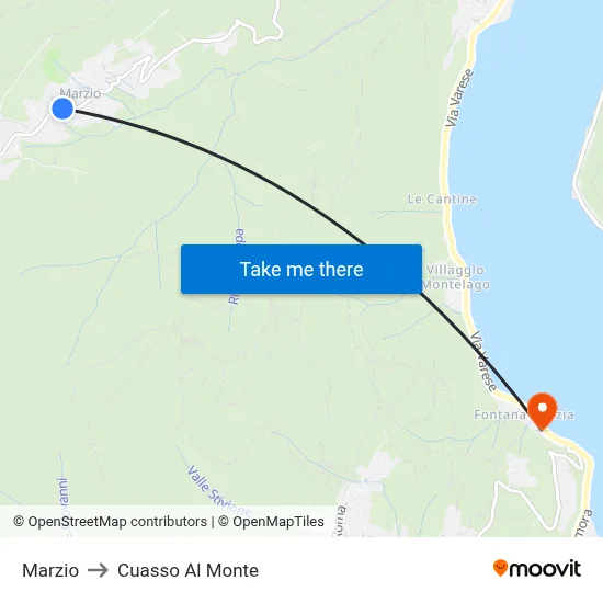 Marzio to Cuasso Al Monte map