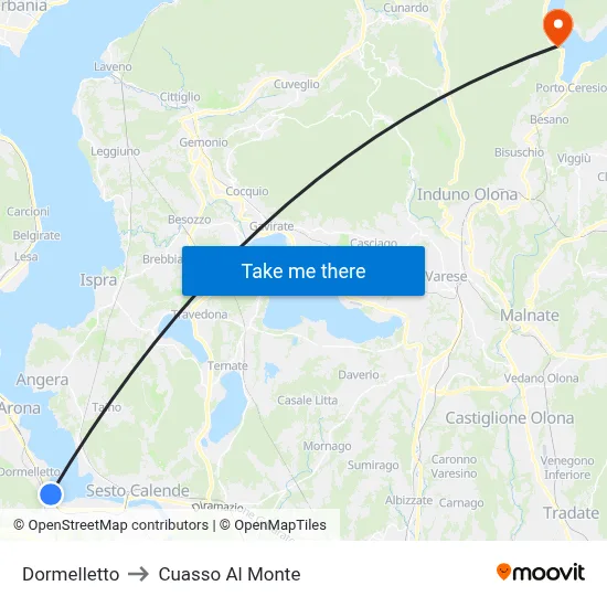 Dormelletto to Cuasso Al Monte map