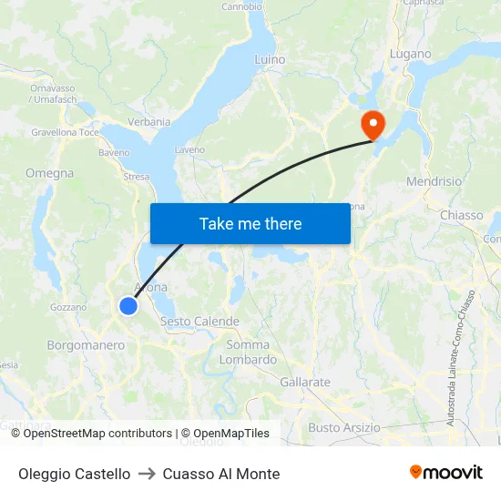 Oleggio Castello to Cuasso Al Monte map