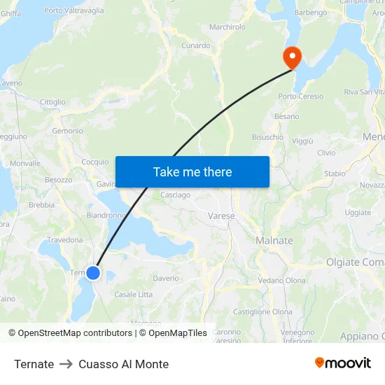 Ternate to Cuasso Al Monte map
