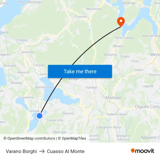 Varano Borghi to Cuasso Al Monte map