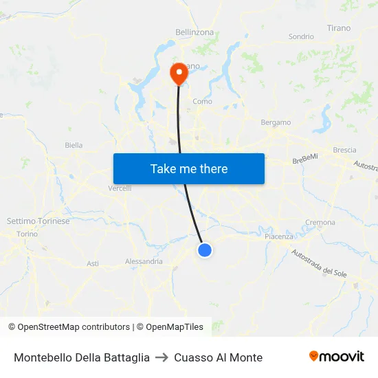 Montebello Della Battaglia to Cuasso Al Monte map