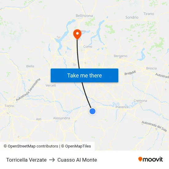 Torricella Verzate to Cuasso Al Monte map