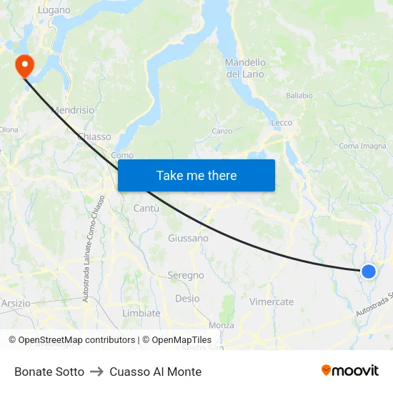 Bonate Sotto to Cuasso Al Monte map