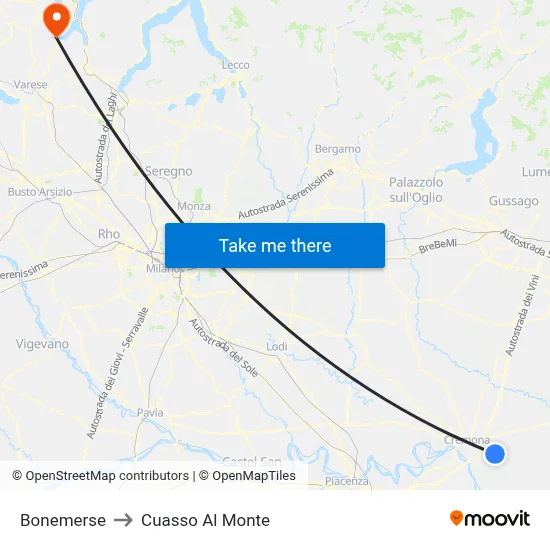 Bonemerse to Cuasso Al Monte map