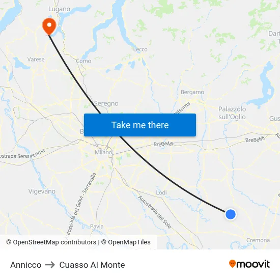 Annicco to Cuasso Al Monte map