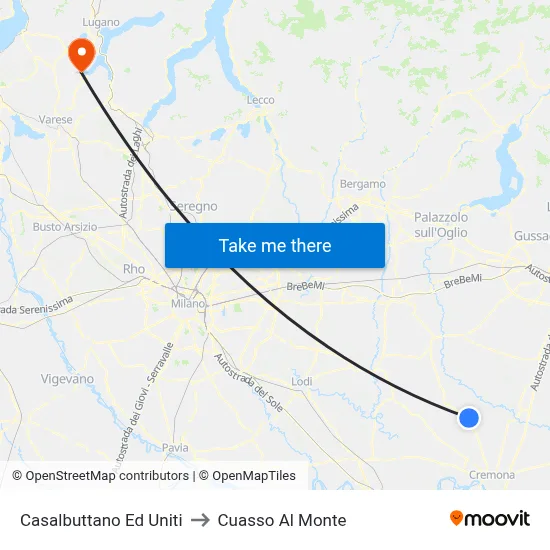 Casalbuttano Ed Uniti to Cuasso Al Monte map