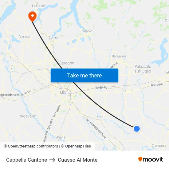 Cappella Cantone to Cuasso Al Monte map