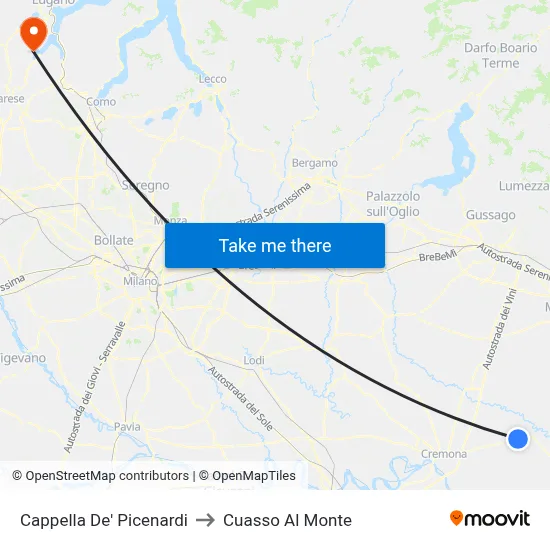 Cappella De' Picenardi to Cuasso Al Monte map