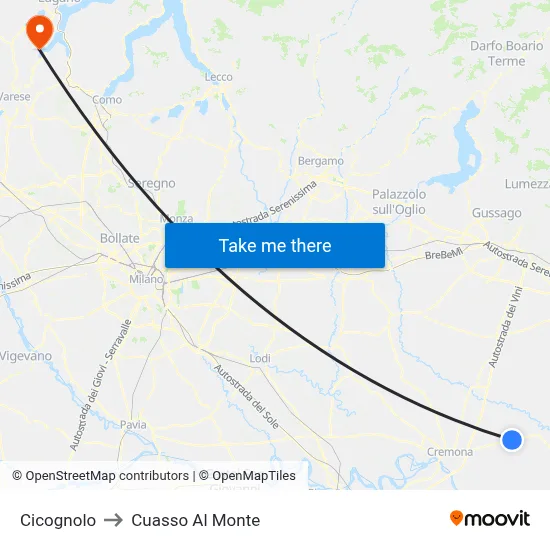 Cicognolo to Cuasso Al Monte map