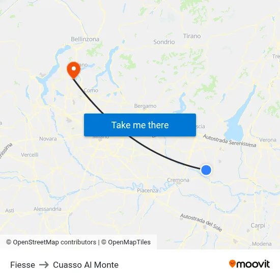 Fiesse to Cuasso Al Monte map