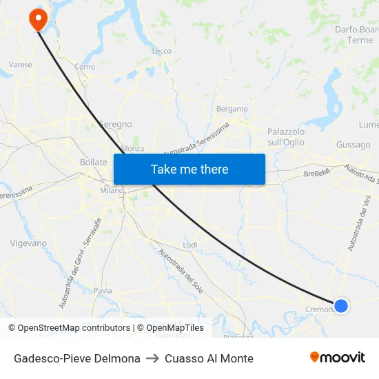 Gadesco-Pieve Delmona to Cuasso Al Monte map