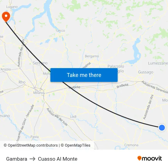 Gambara to Cuasso Al Monte map
