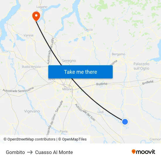 Gombito to Cuasso Al Monte map
