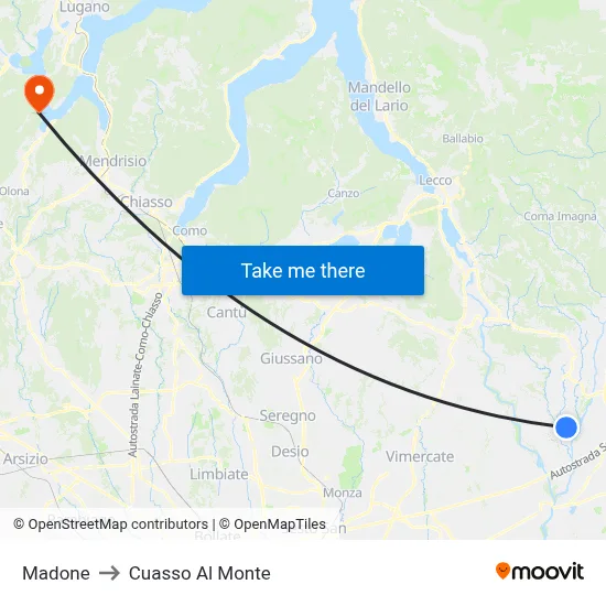 Madone to Cuasso Al Monte map