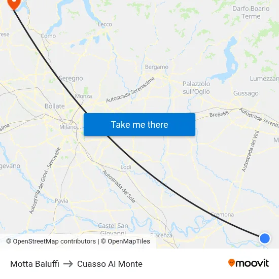 Motta Baluffi to Cuasso Al Monte map