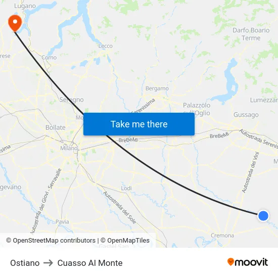 Ostiano to Cuasso Al Monte map
