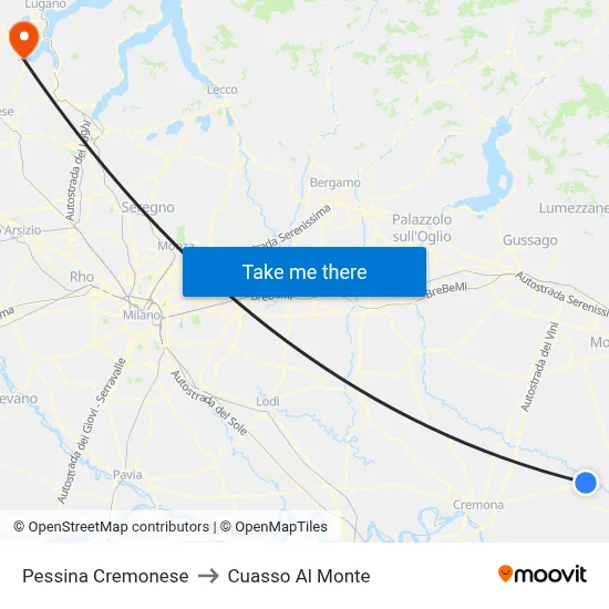Pessina Cremonese to Cuasso Al Monte map
