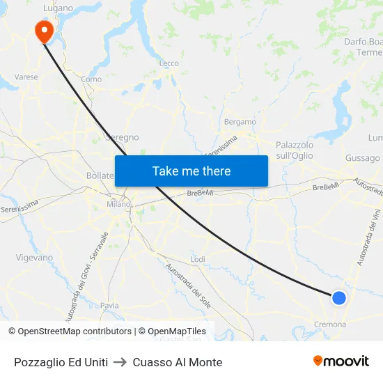 Pozzaglio Ed Uniti to Cuasso Al Monte map
