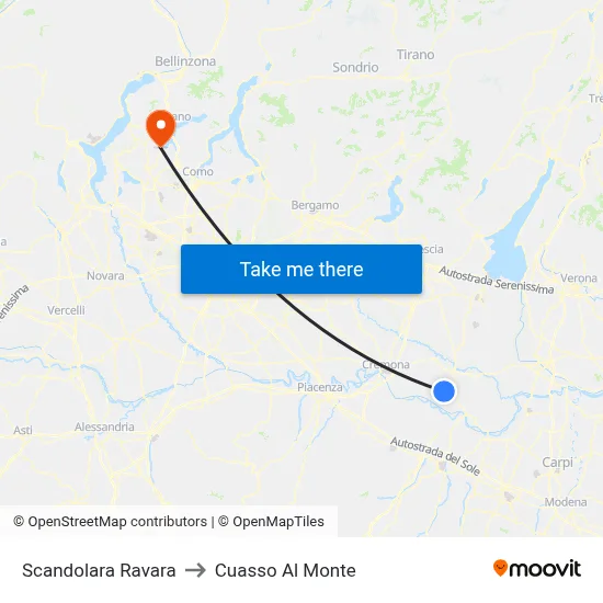 Scandolara Ravara to Cuasso Al Monte map