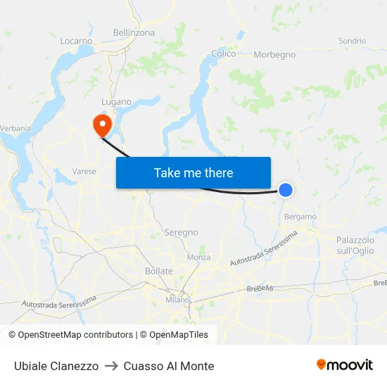 Ubiale Clanezzo to Cuasso Al Monte map