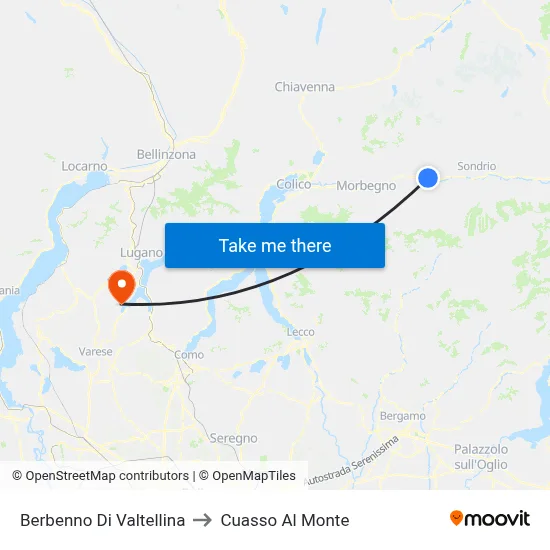 Berbenno Di Valtellina to Cuasso Al Monte map