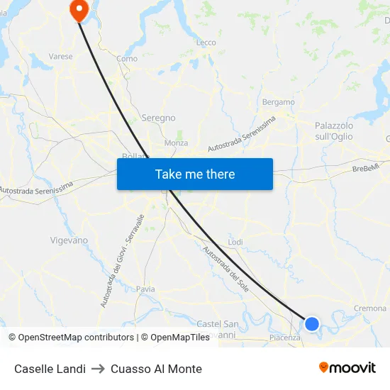 Caselle Landi to Cuasso Al Monte map