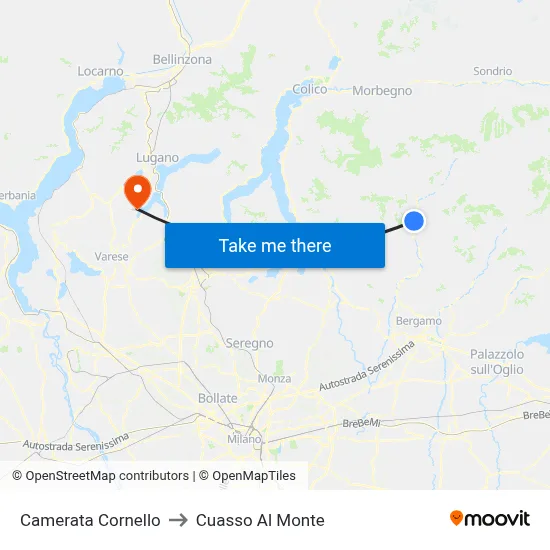 Camerata Cornello to Cuasso Al Monte map