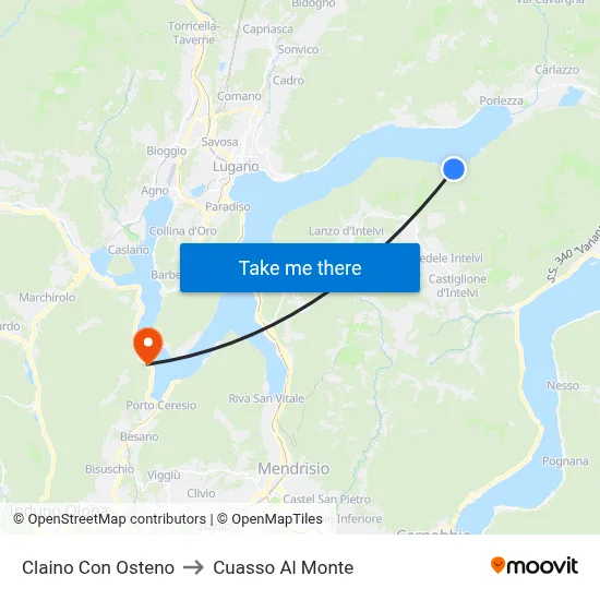 Claino con Osteno to Cuasso Al Monte map