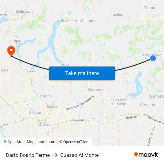 Darfo Boario Terme to Cuasso Al Monte map