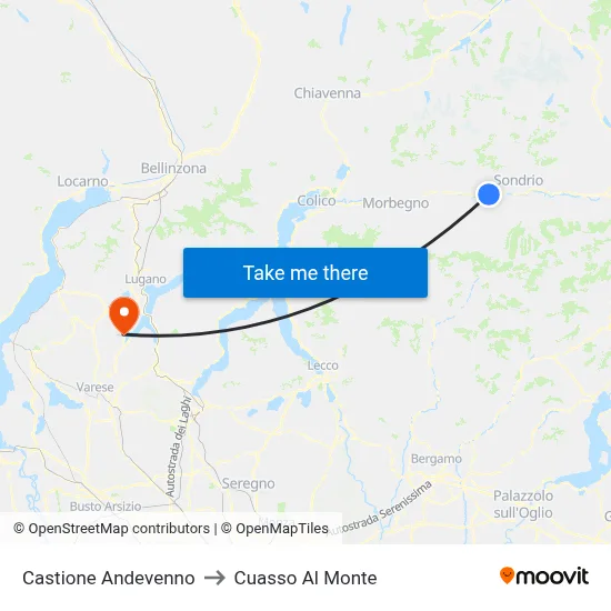 Castione Andevenno to Cuasso Al Monte map