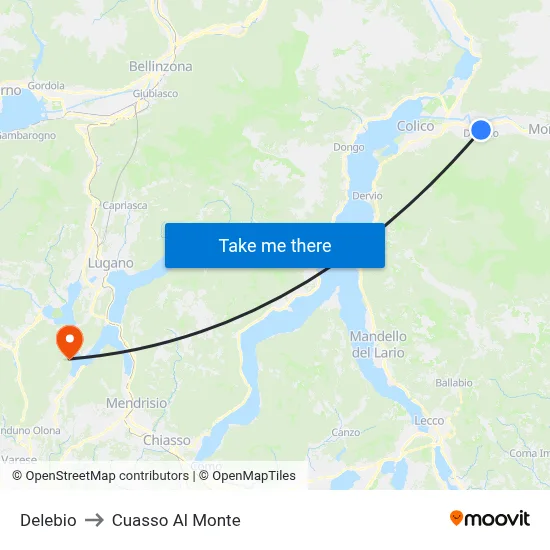 Delebio to Cuasso Al Monte map