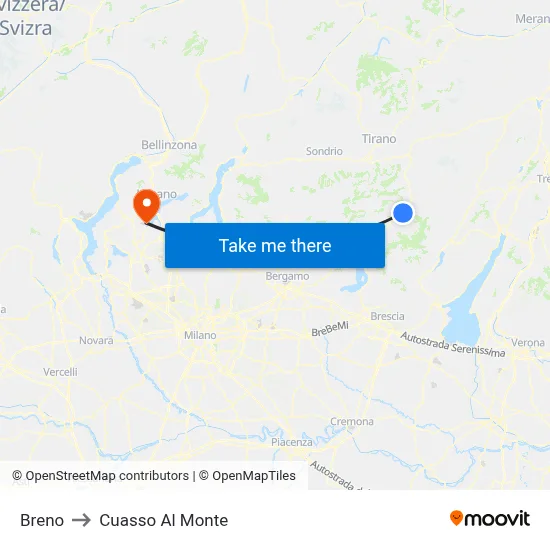 Breno to Cuasso Al Monte map
