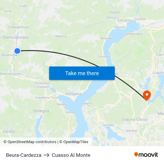 Beura-Cardezza to Cuasso Al Monte map