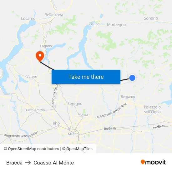 Bracca to Cuasso Al Monte map
