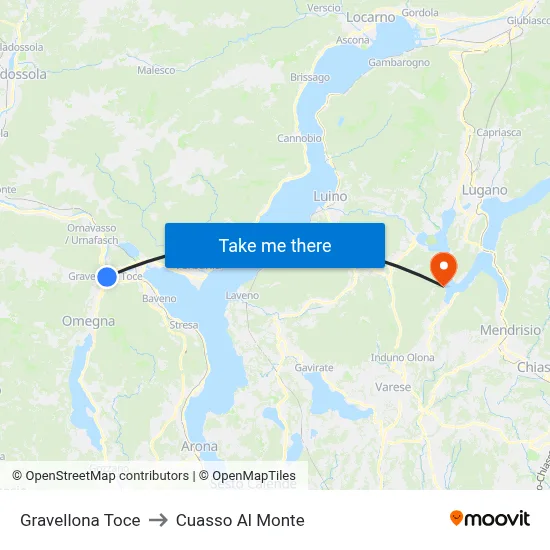 Gravellona Toce to Cuasso Al Monte map