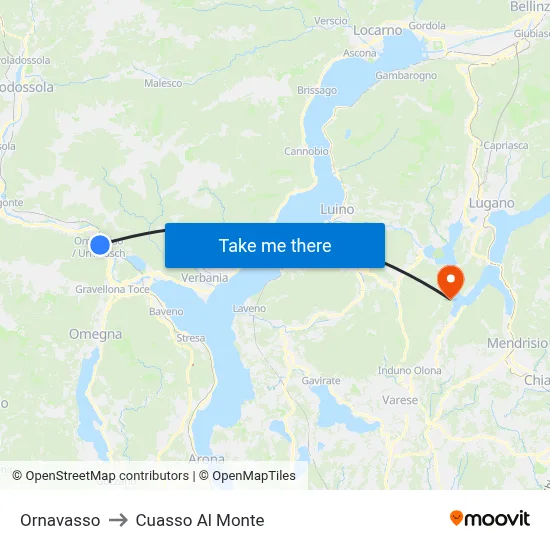 Ornavasso to Cuasso Al Monte map